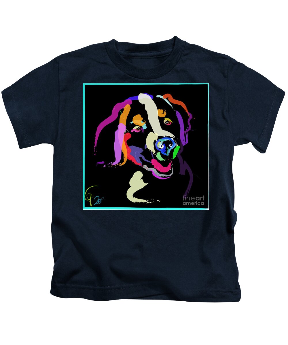 Dog Kids T-Shirt featuring the painting Dog Iggy Color me bright by Go Van Kampen