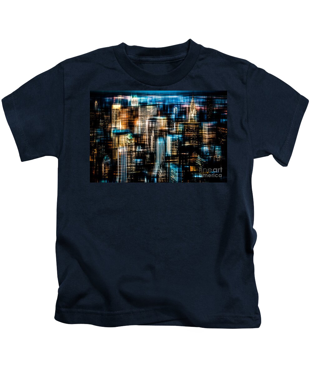 Nyc Kids T-Shirt featuring the photograph Downtown II - dark by Hannes Cmarits