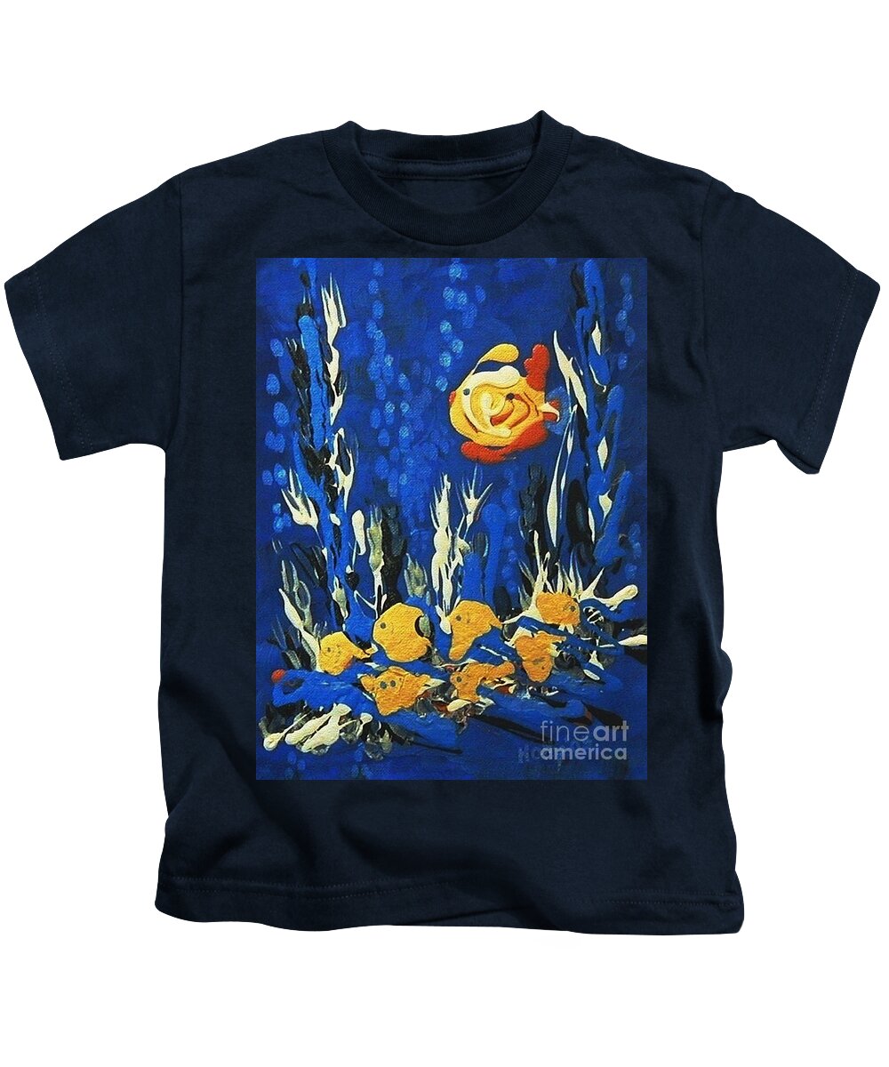 Fish Kids T-Shirt featuring the painting Drizzlefish by Holly Carmichael