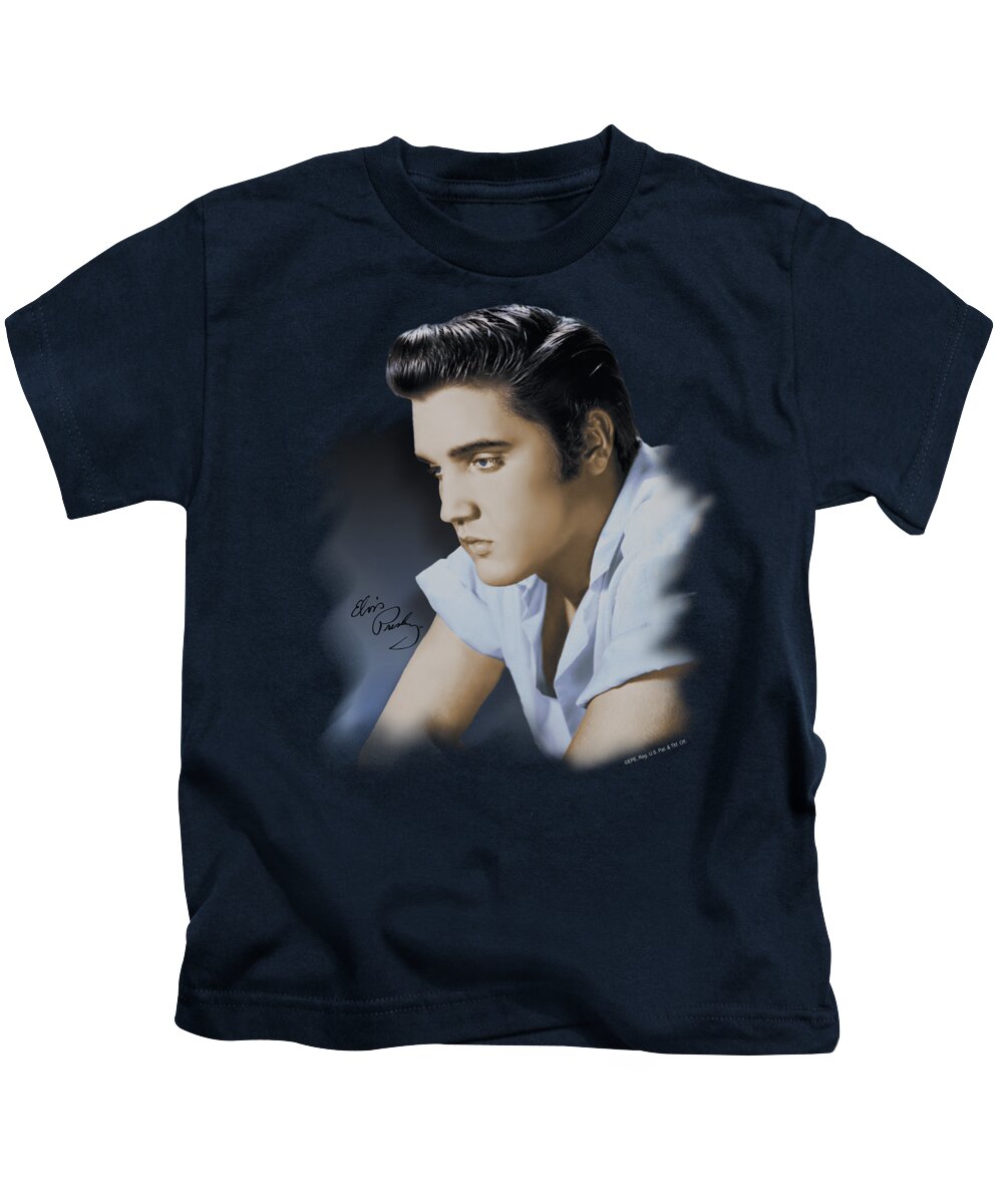 Elvis Kids T-Shirt featuring the digital art Elvis - Blue Profile by Brand A