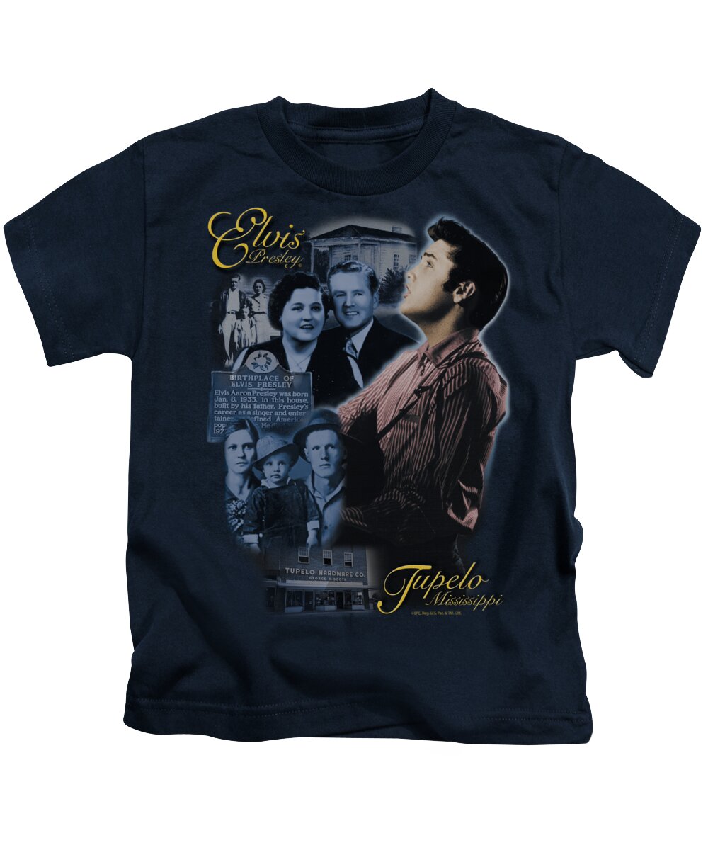 Elvis Kids T-Shirt featuring the digital art Elvis - Tupelo by Brand A