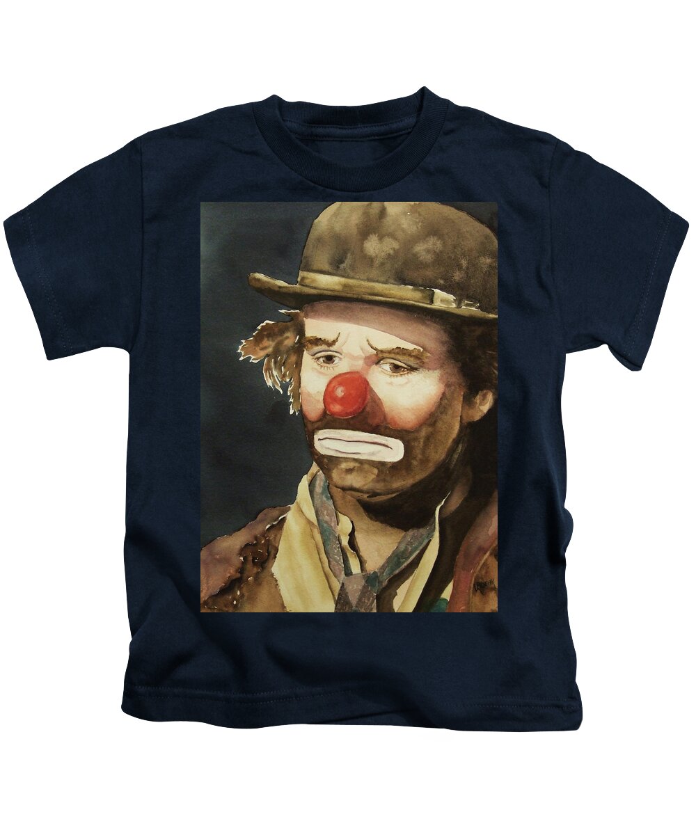 Emmett Kelly Kids T-Shirt featuring the painting Emmett Kelly by Greg and Linda Halom