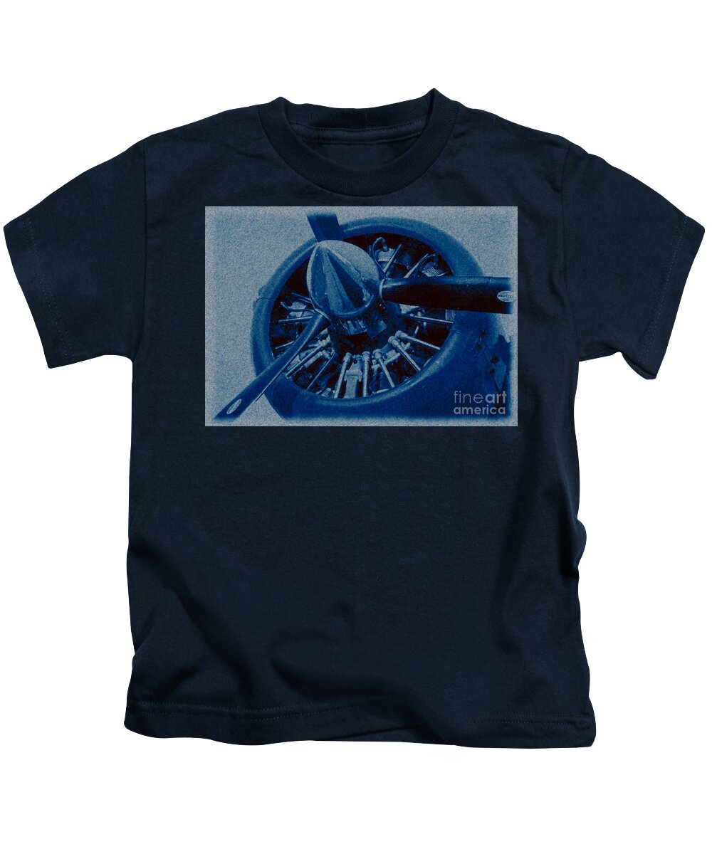 Engine Kids T-Shirt featuring the photograph Engine And Propellers Of Aircraft Close Up by Vintage Collectables