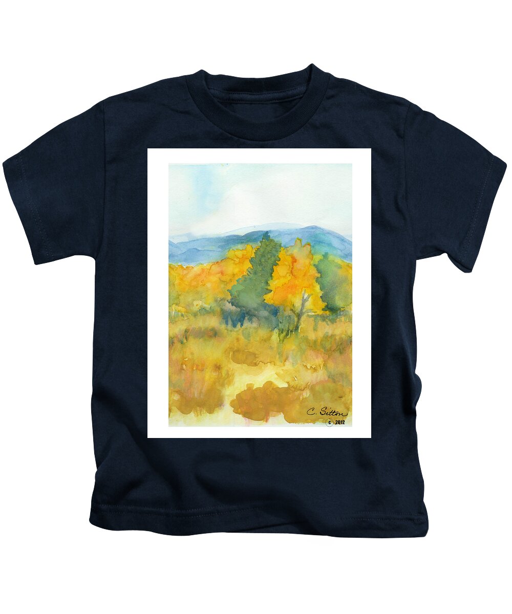 C Sitton Paintings Kids T-Shirt featuring the painting Fall Trees by C Sitton