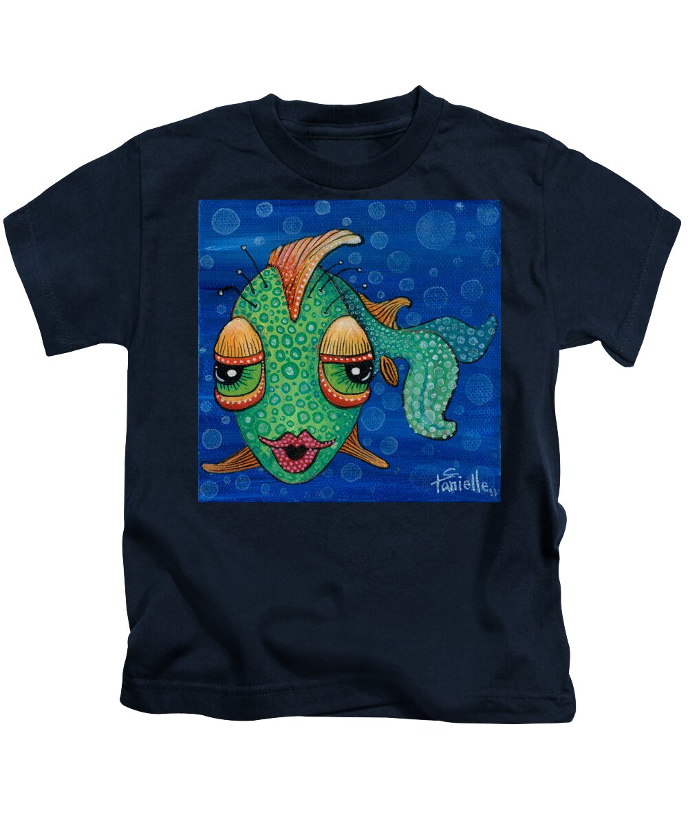 Fish Lips Kids T-Shirt featuring the painting Fish Lips by Tanielle Childers