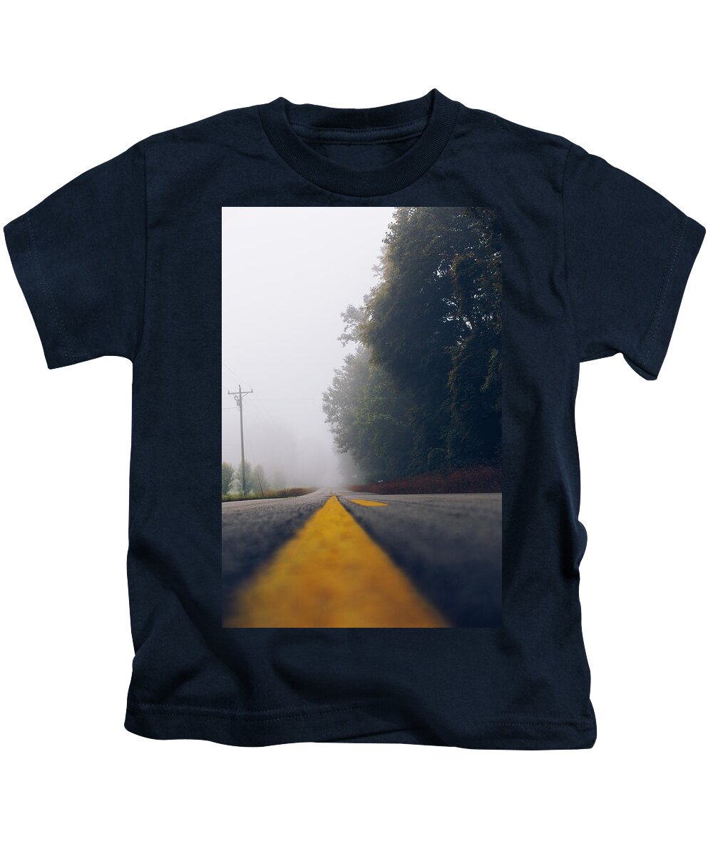 Fog Kids T-Shirt featuring the photograph Fog on Highway by Amber Flowers