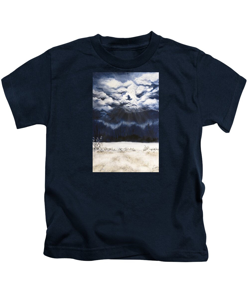 Clouds Kids T-Shirt featuring the painting From the Midnight Sky by Mary Palmer