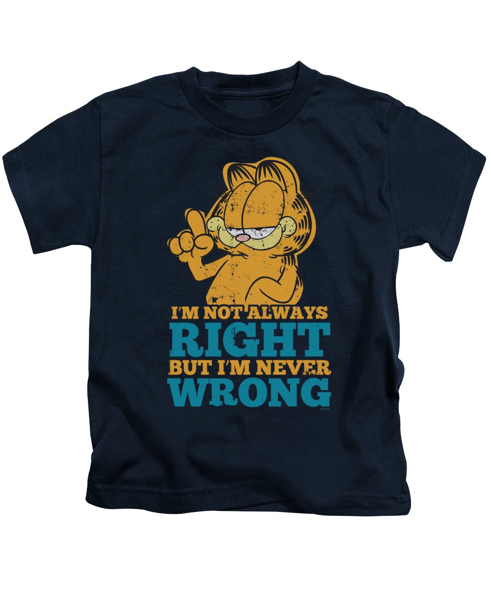 Garfield Kids T-Shirt featuring the digital art Garfield - Never Wrong by Brand A