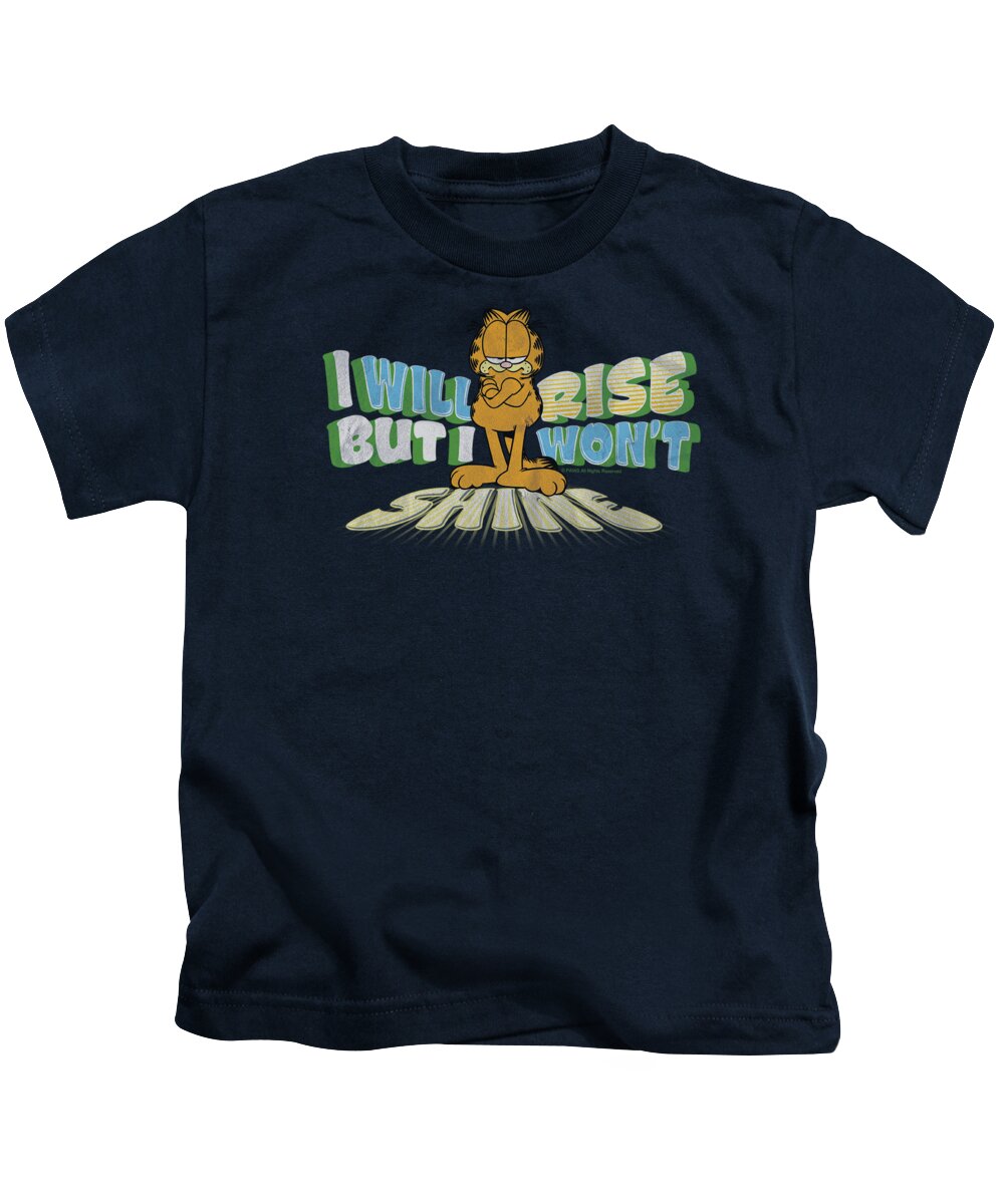 Garfield Kids T-Shirt featuring the digital art Garfield - Rise Not Shine by Brand A