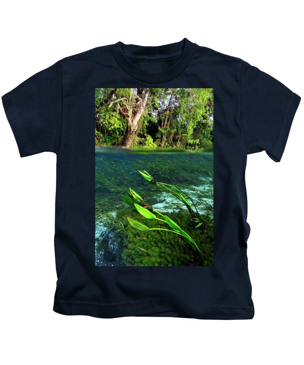 Underwater Kids T-Shirt featuring the photograph Green flow by Artesub
