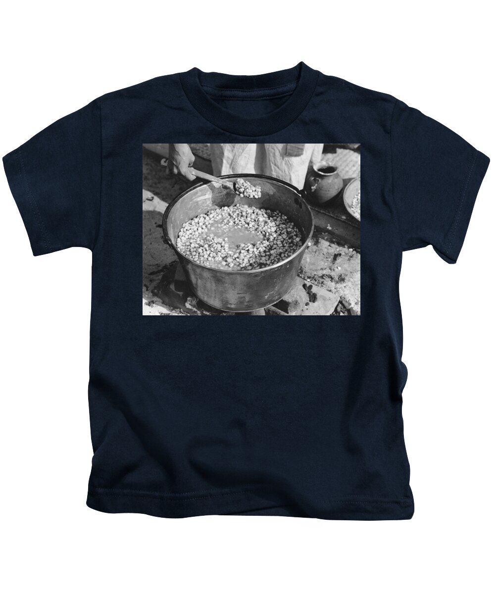 1800s Kids T-Shirt featuring the photograph Indians Cooking Corn by Underwood Archives Onia