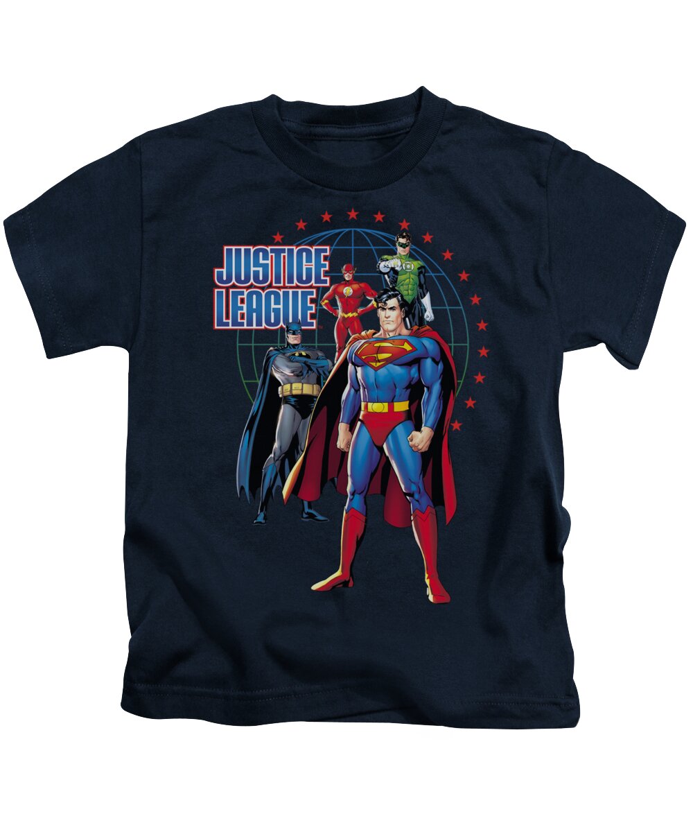 Justice League Of America Kids T-Shirt featuring the digital art Jla - Protectors by Brand A