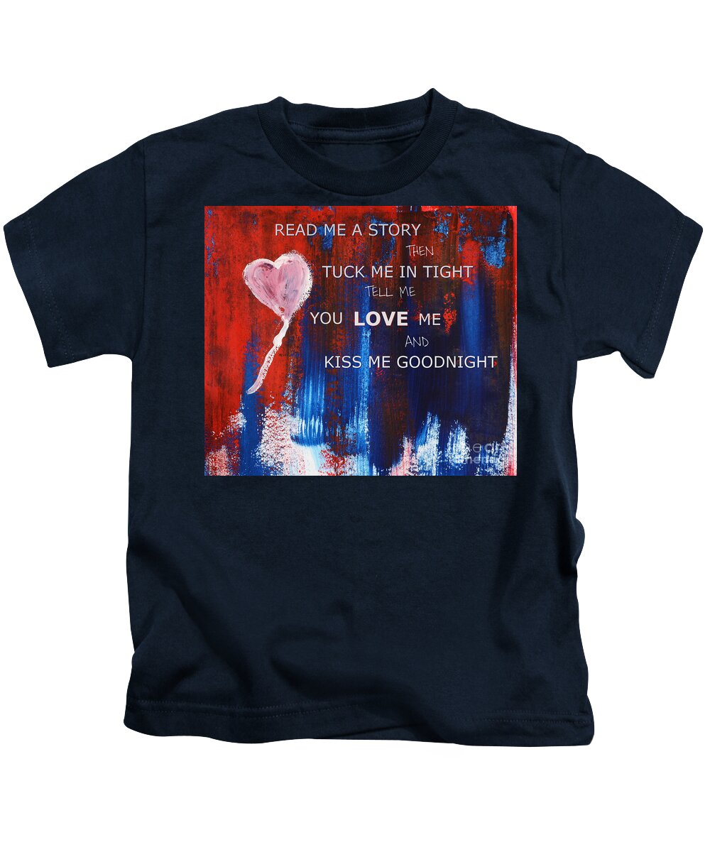 Heart Kids T-Shirt featuring the painting Kiss me Goodnight by Andrea Anderegg