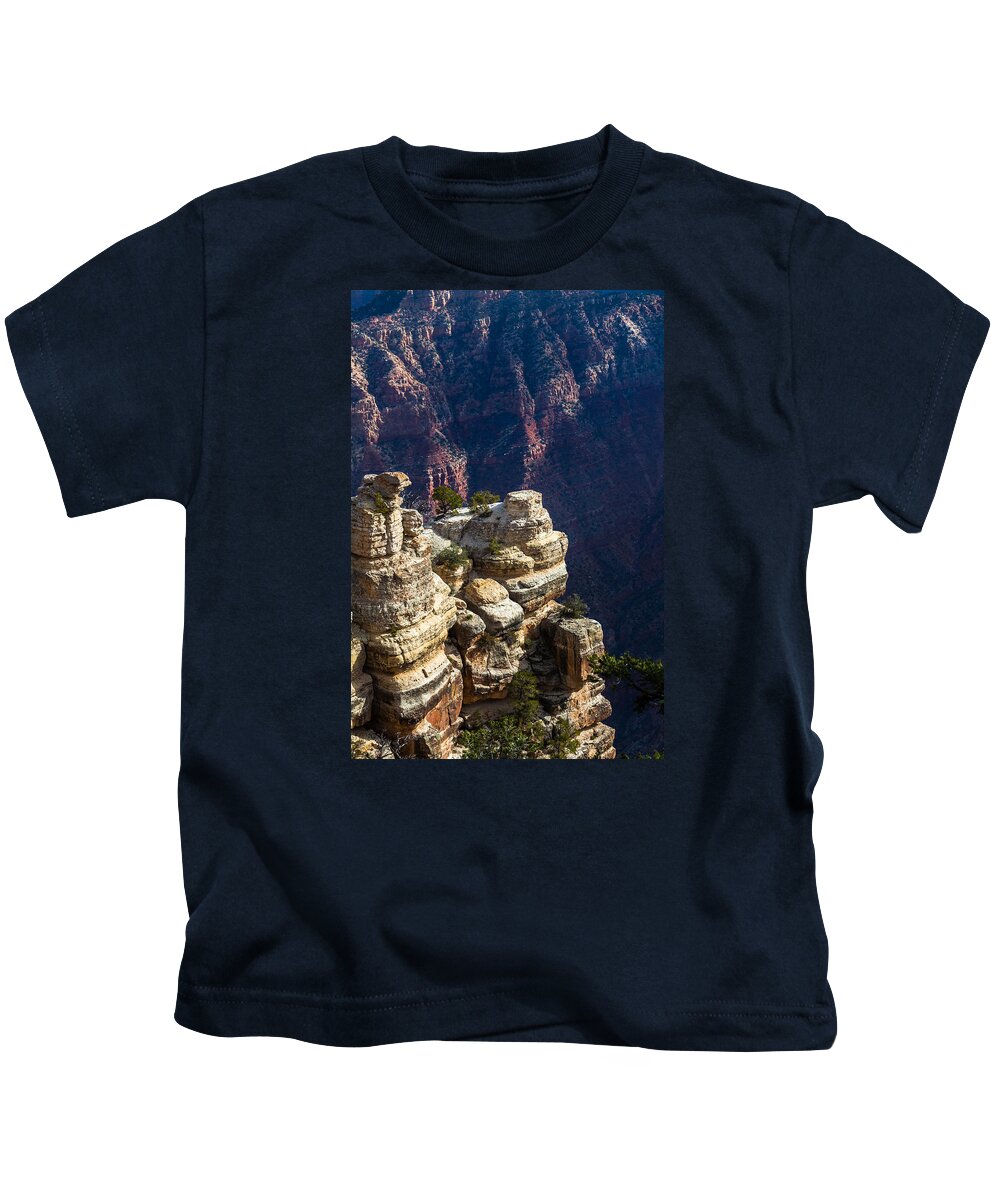 Grand Canyon Kids T-Shirt featuring the photograph Light Play on Shapes of the Canyon by Ed Gleichman