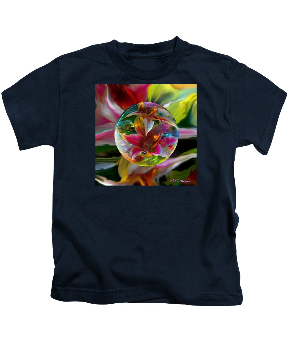 Art Globe Kids T-Shirt featuring the painting Lillium Bulbiferum by Robin Moline