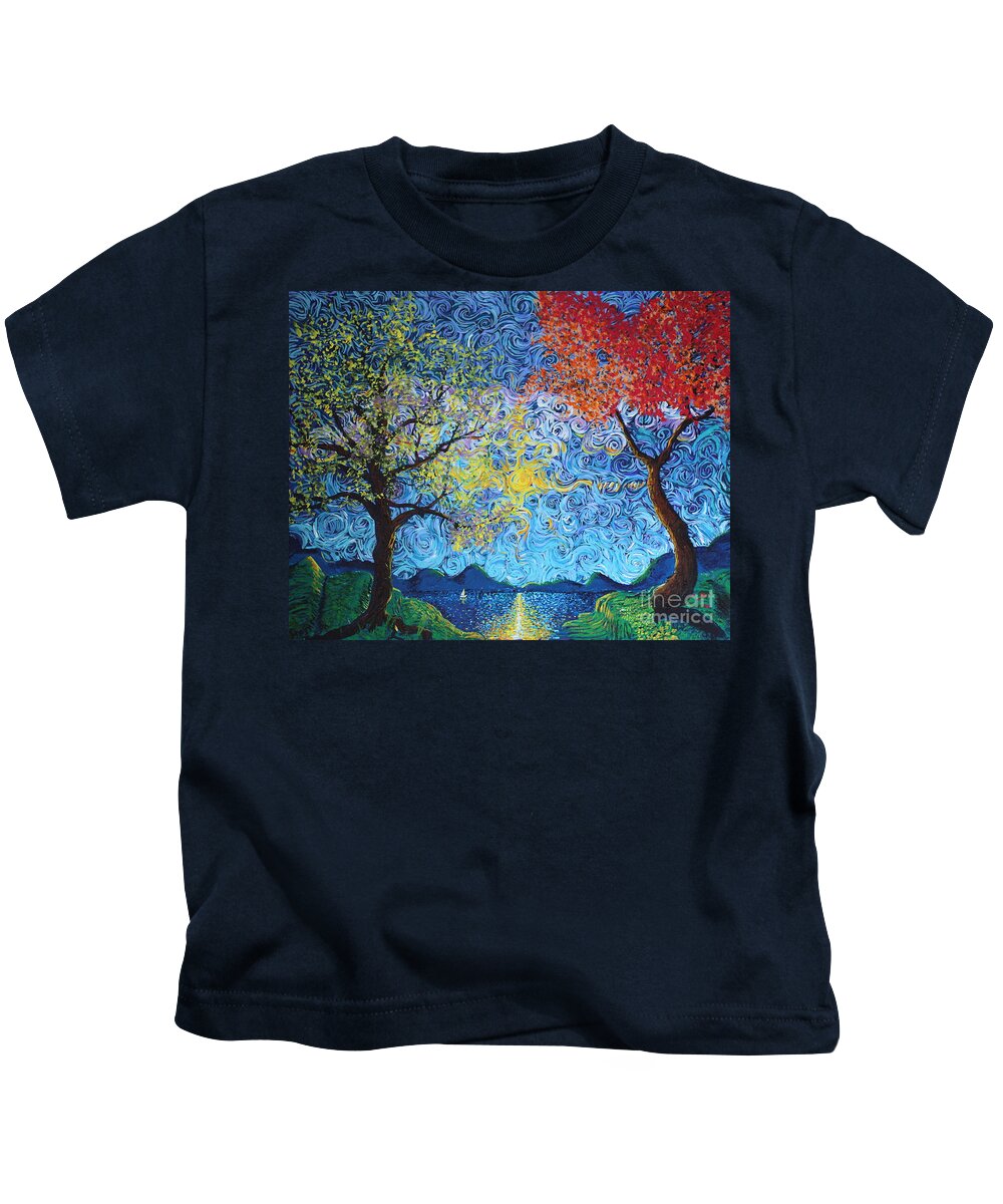 Impressionism Landscape Kids T-Shirt featuring the painting Our Ship Of Dreams Begins To Sail by Stefan Duncan