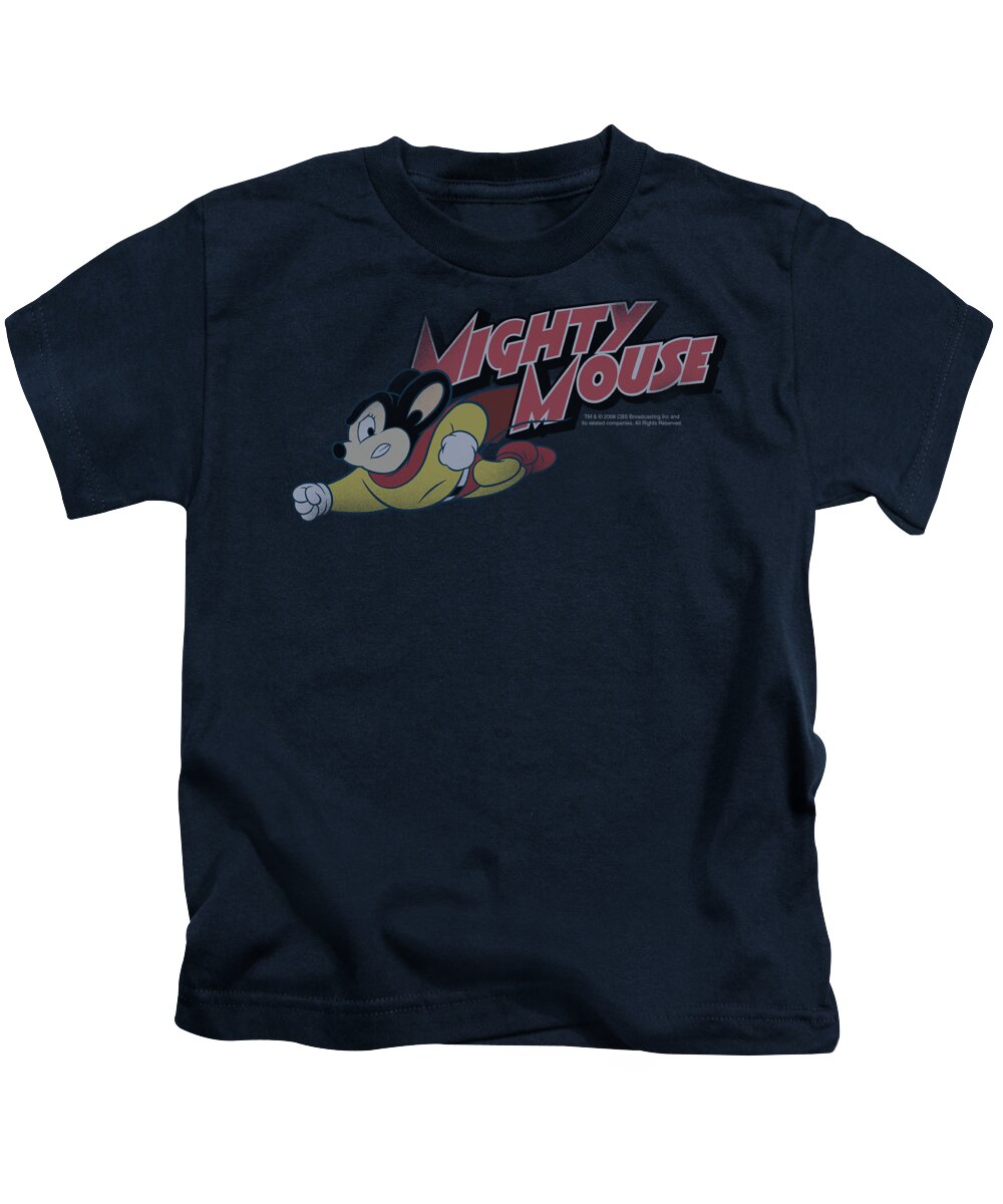 Mighty Mouse Kids T-Shirt featuring the digital art Mighty Mouse - Mighty Retro by Brand A