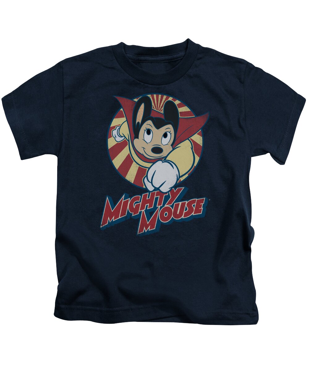 Mighty Mouse Kids T-Shirt featuring the digital art Mighty Mouse - The One The Only by Brand A
