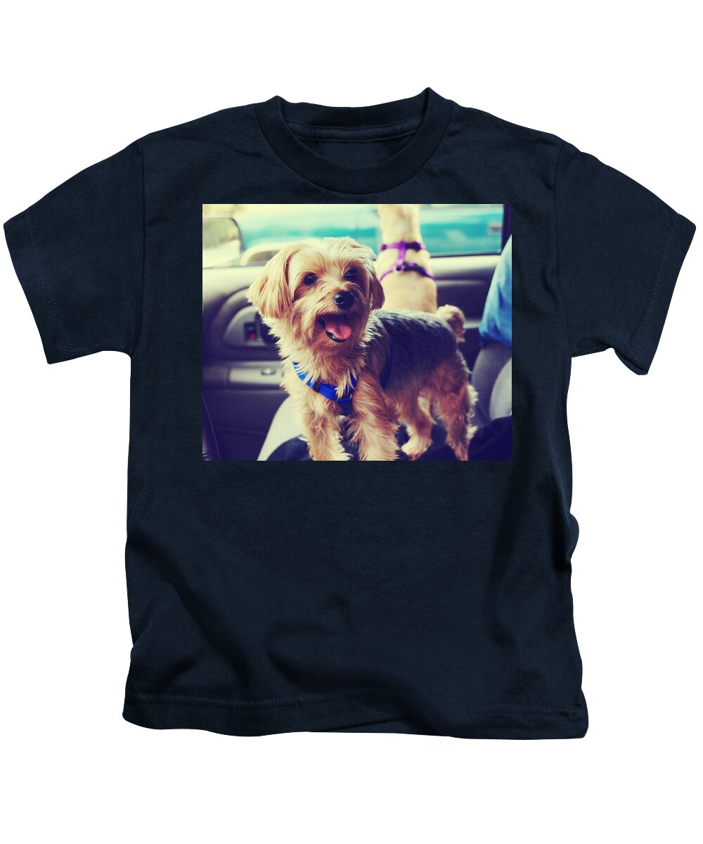 Dogs Kids T-Shirt featuring the photograph Molly's Road Trip by Laurie Search