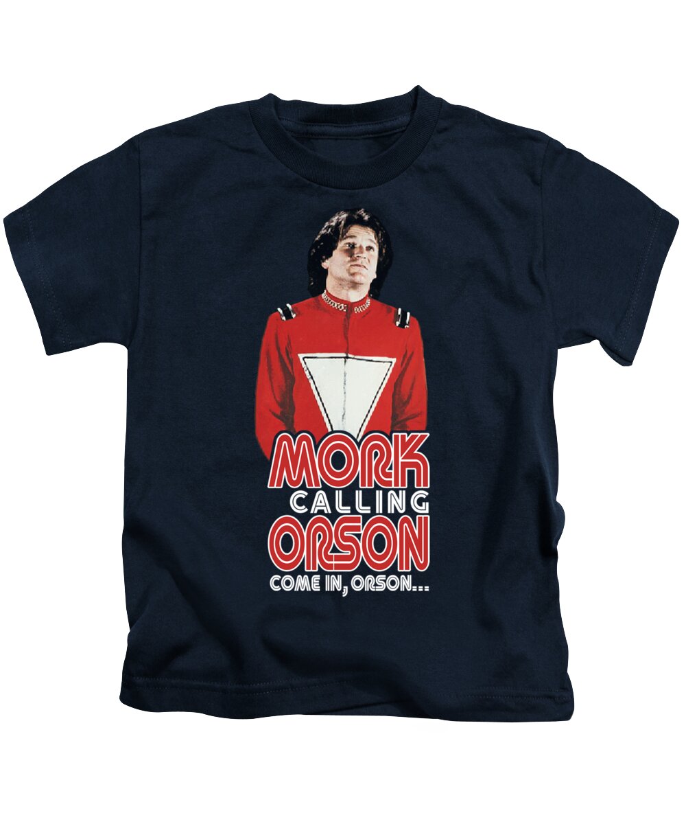  Kids T-Shirt featuring the digital art Mork And Mindy - Come In Orson by Brand A
