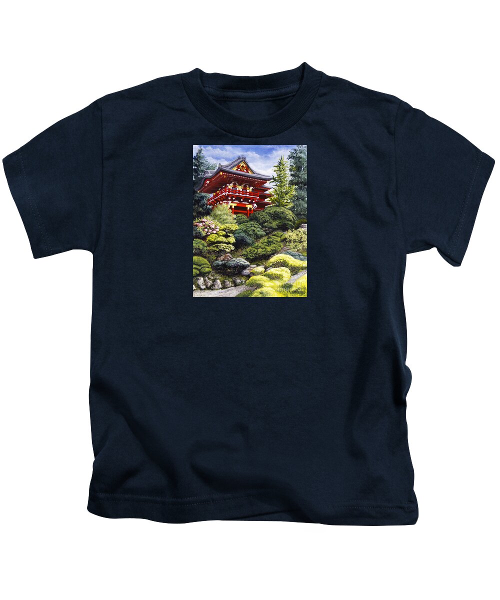 Japanese Tea Garden Kids T-Shirt featuring the painting Oriental Treasure by Mary Palmer