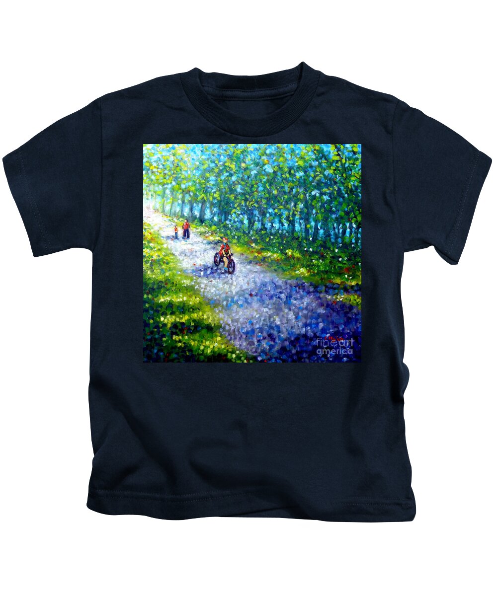 Painting Kids T-Shirt featuring the painting Park on St Helen Island - Montreal by Cristina Stefan