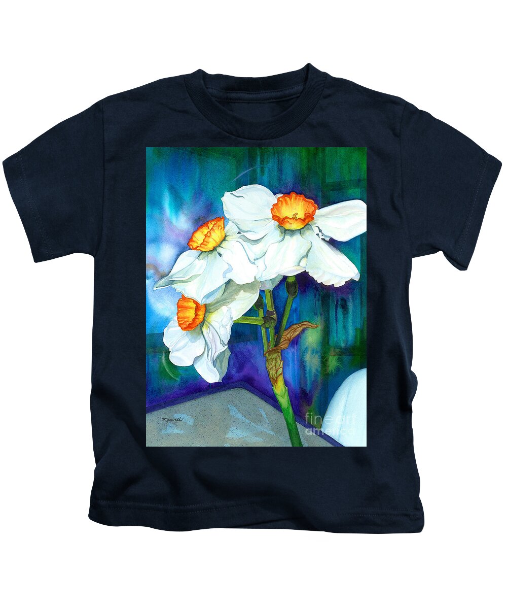 Flowers Kids T-Shirt featuring the painting Petal Portrait by Barbara Jewell