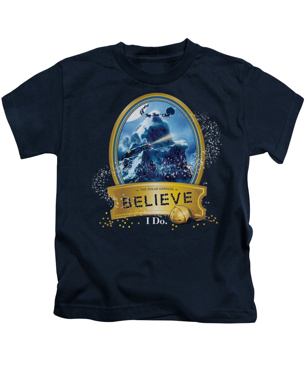 Polar Express Kids T-Shirt featuring the digital art Polar Express - True Believer by Brand A