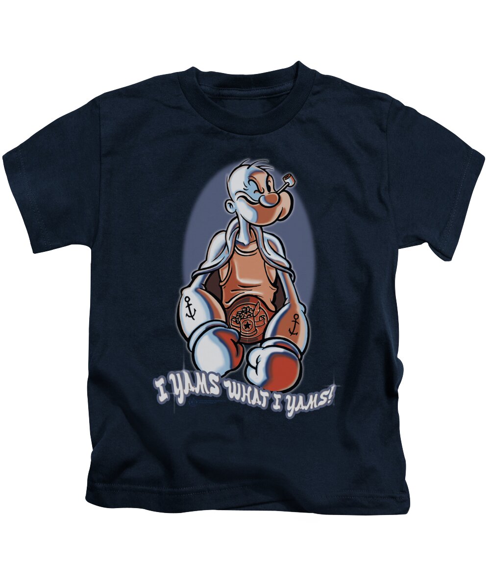 Popeye Kids T-Shirt featuring the digital art Popeye - I Yams by Brand A