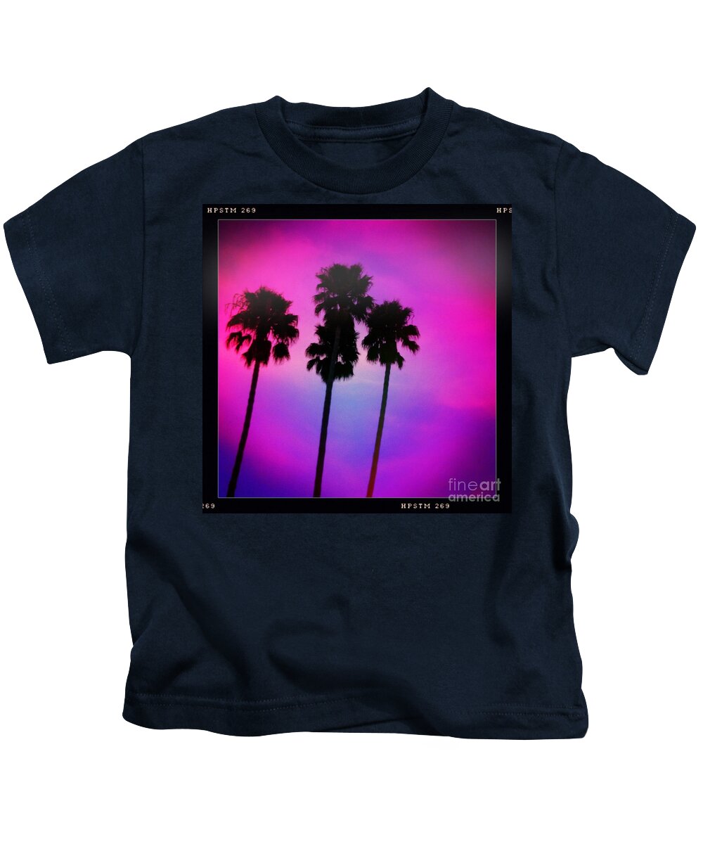 Palm Trees Kids T-Shirt featuring the photograph Psychedelic Palms by Denise Railey
