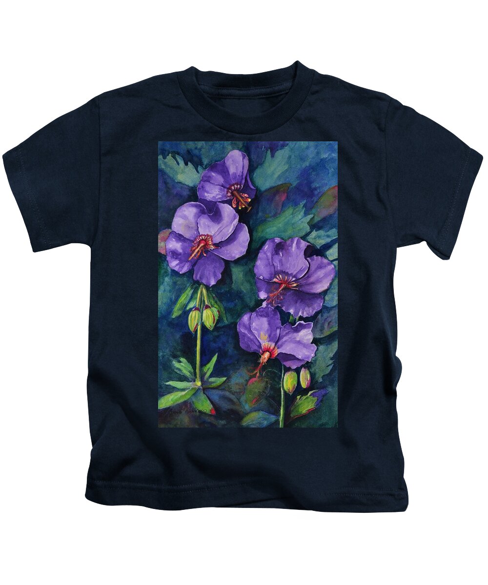 Hybiscus Kids T-Shirt featuring the painting Purple Hibiscus by Jane Ricker