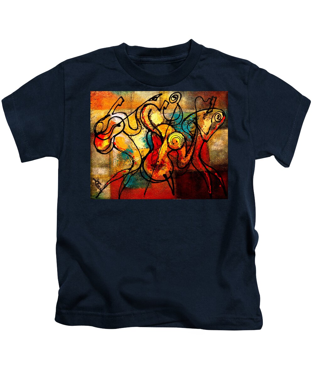  Kids T-Shirt featuring the painting Ragtime by Leon Zernitsky