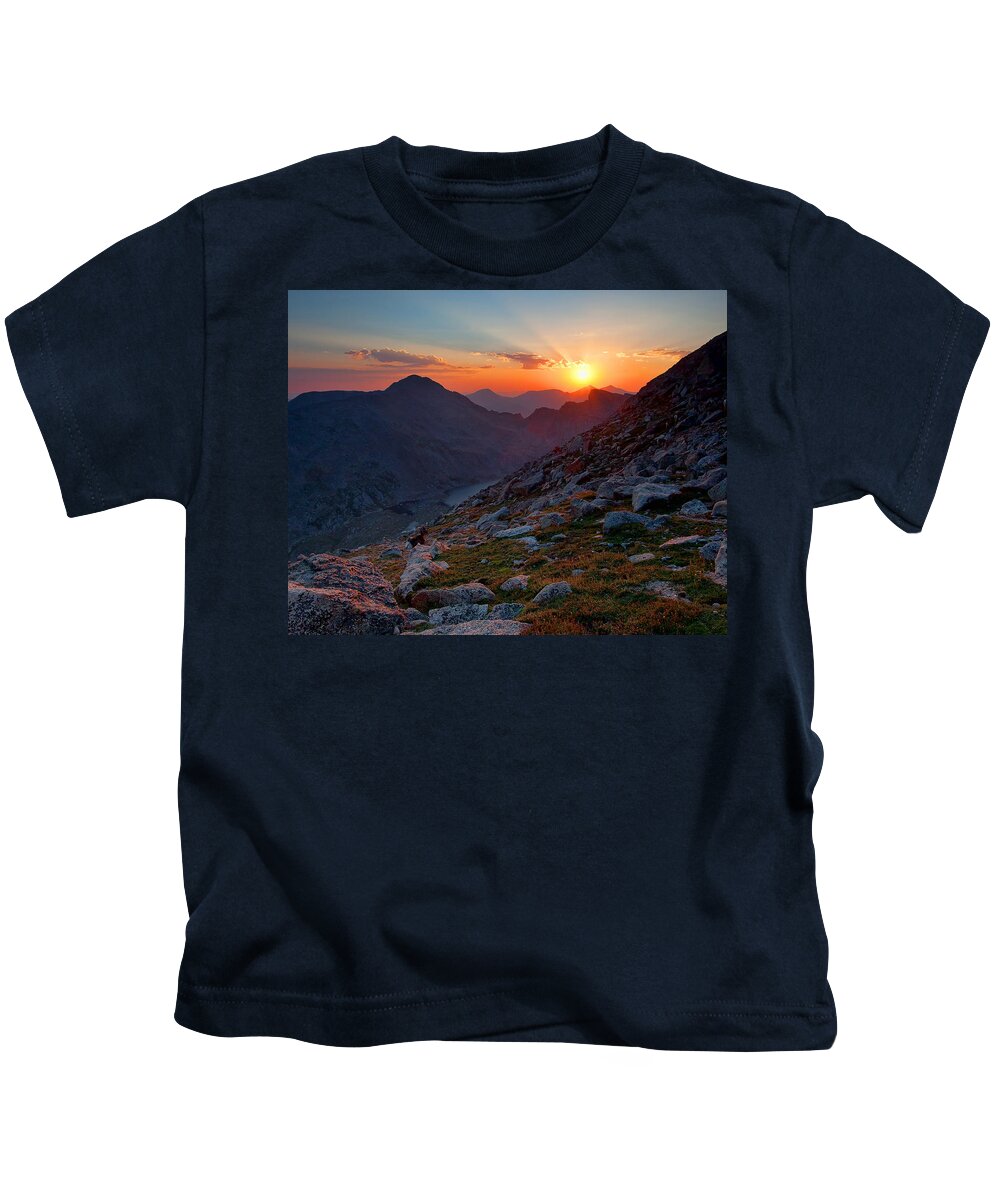 Mt. Evans Artwork Sunset Photograph Kids T-Shirt featuring the photograph Remember the Day by Jim Garrison