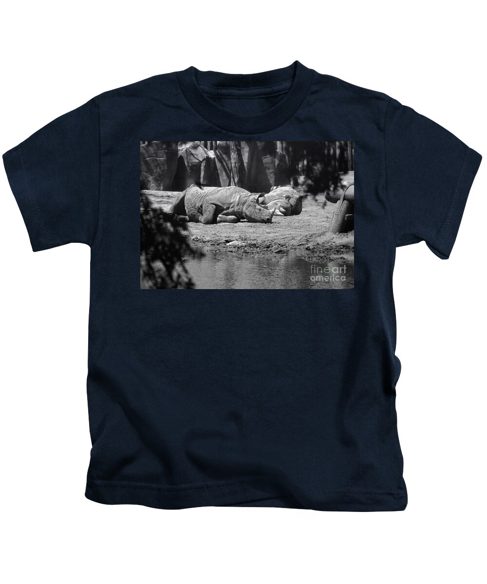 Animals Kids T-Shirt featuring the photograph Rhino Nap Time by Thomas Woolworth