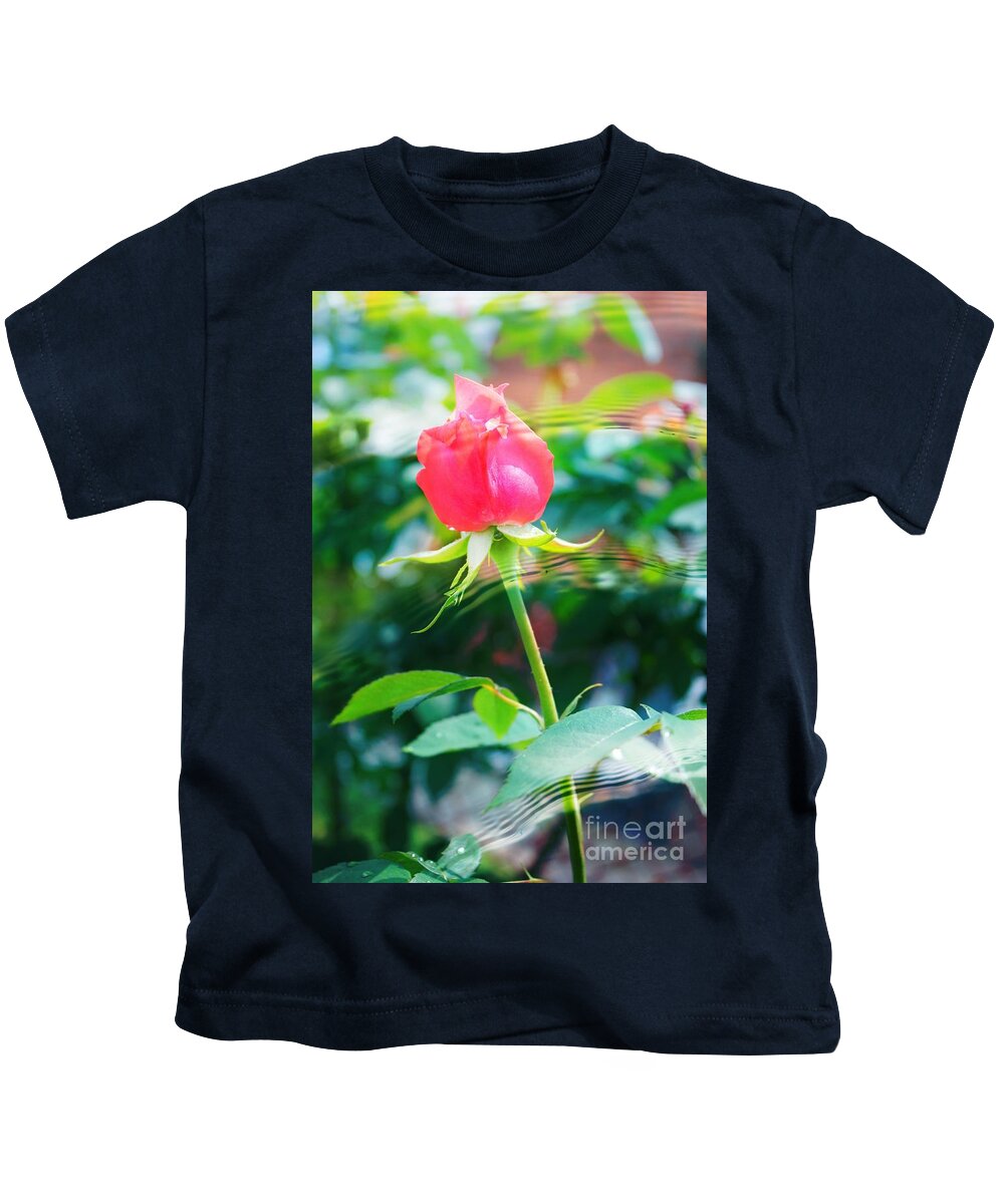 Rose Kids T-Shirt featuring the photograph Rose Water Ripples by Judy Palkimas
