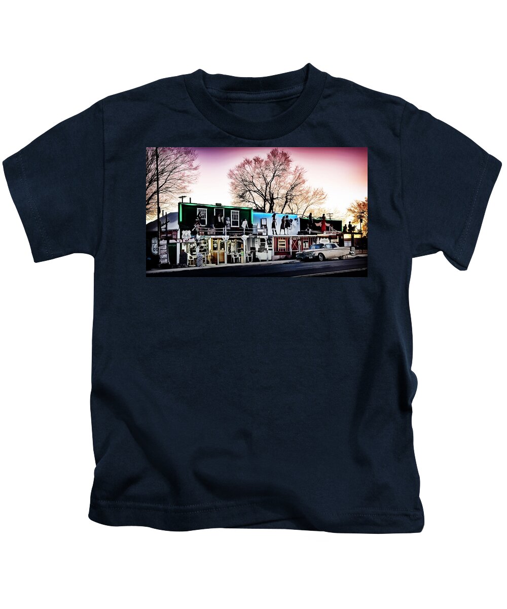 Route 66 Kids T-Shirt featuring the digital art Route 66 Store by Frank Lee