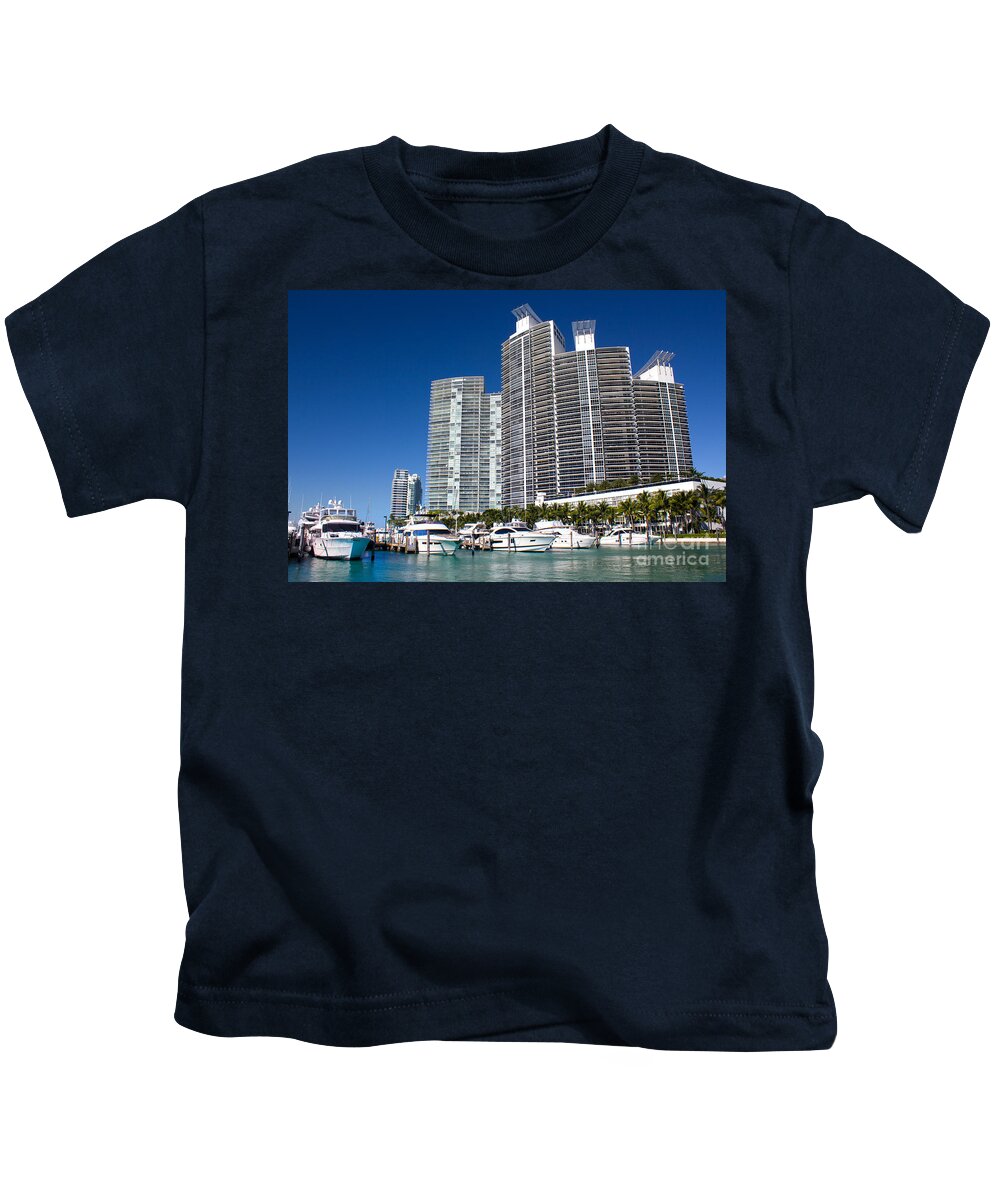 Port Kids T-Shirt featuring the photograph Miami Beach Marina Series 27 by Carlos Diaz
