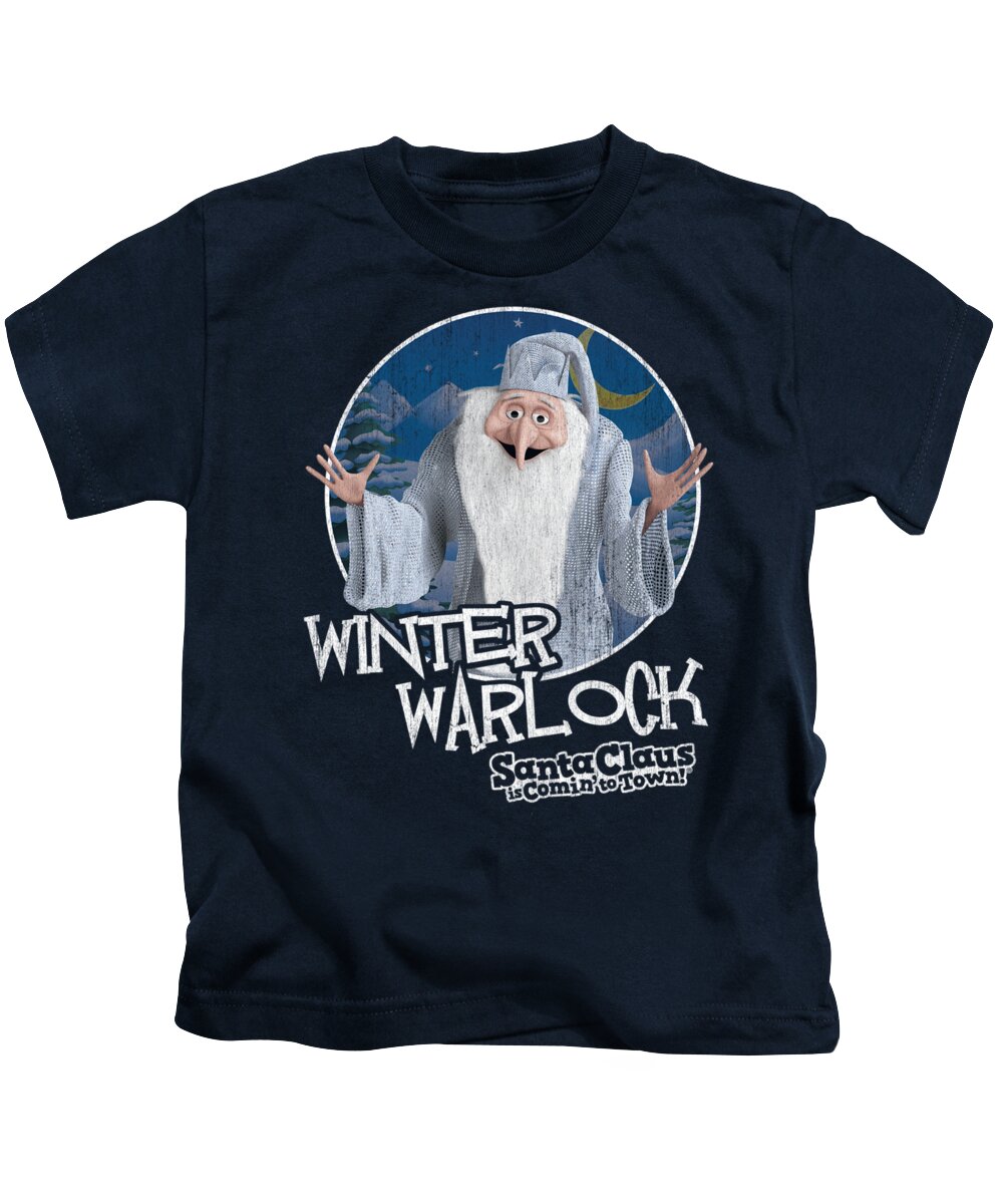  Kids T-Shirt featuring the digital art Santa Claus Is Comin To Town - Winter Warlock by Brand A
