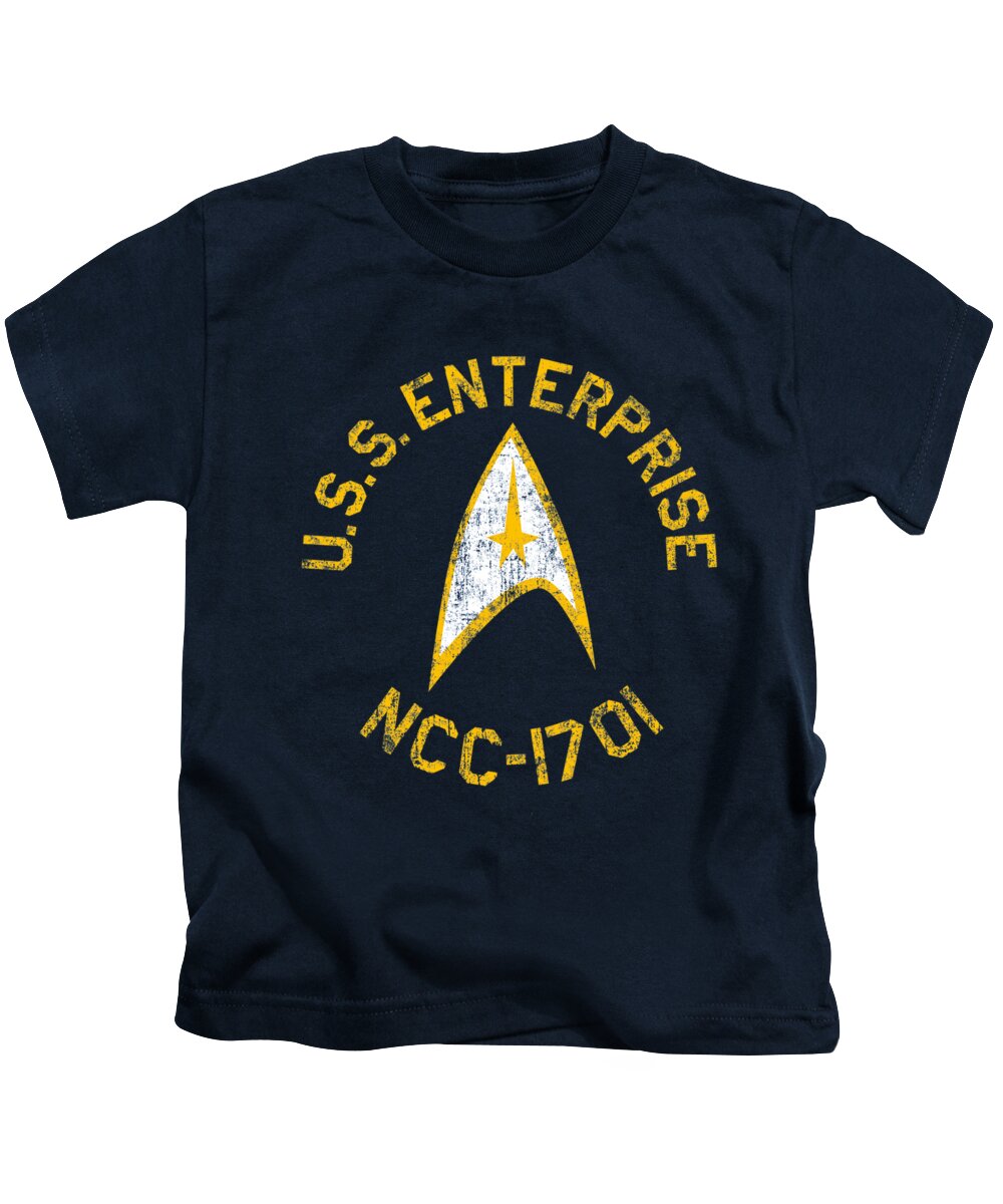  Kids T-Shirt featuring the digital art Star Trek - Collegiate by Brand A