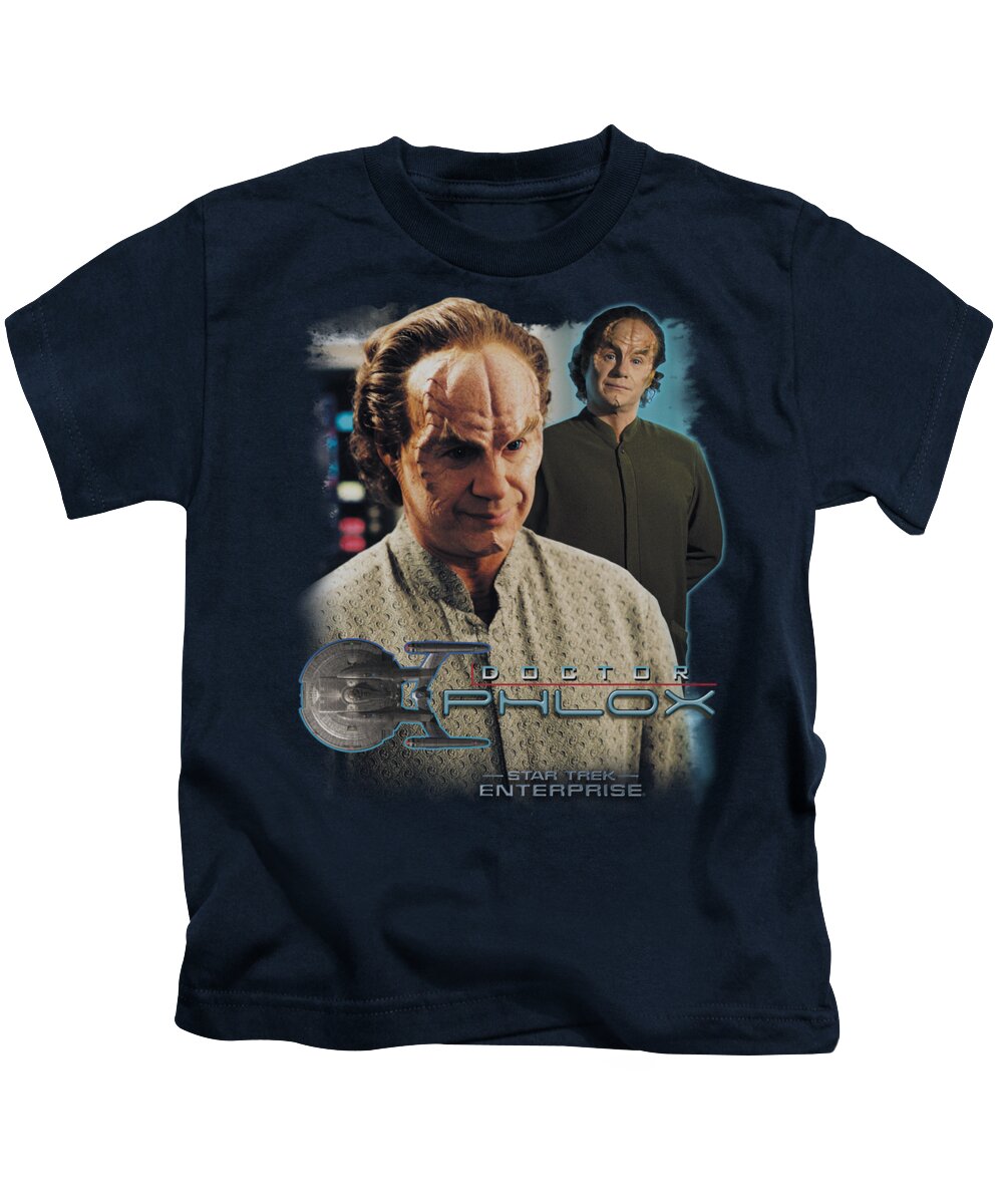 Star Trek Kids T-Shirt featuring the digital art Star Trek - Doctor Phlox by Brand A