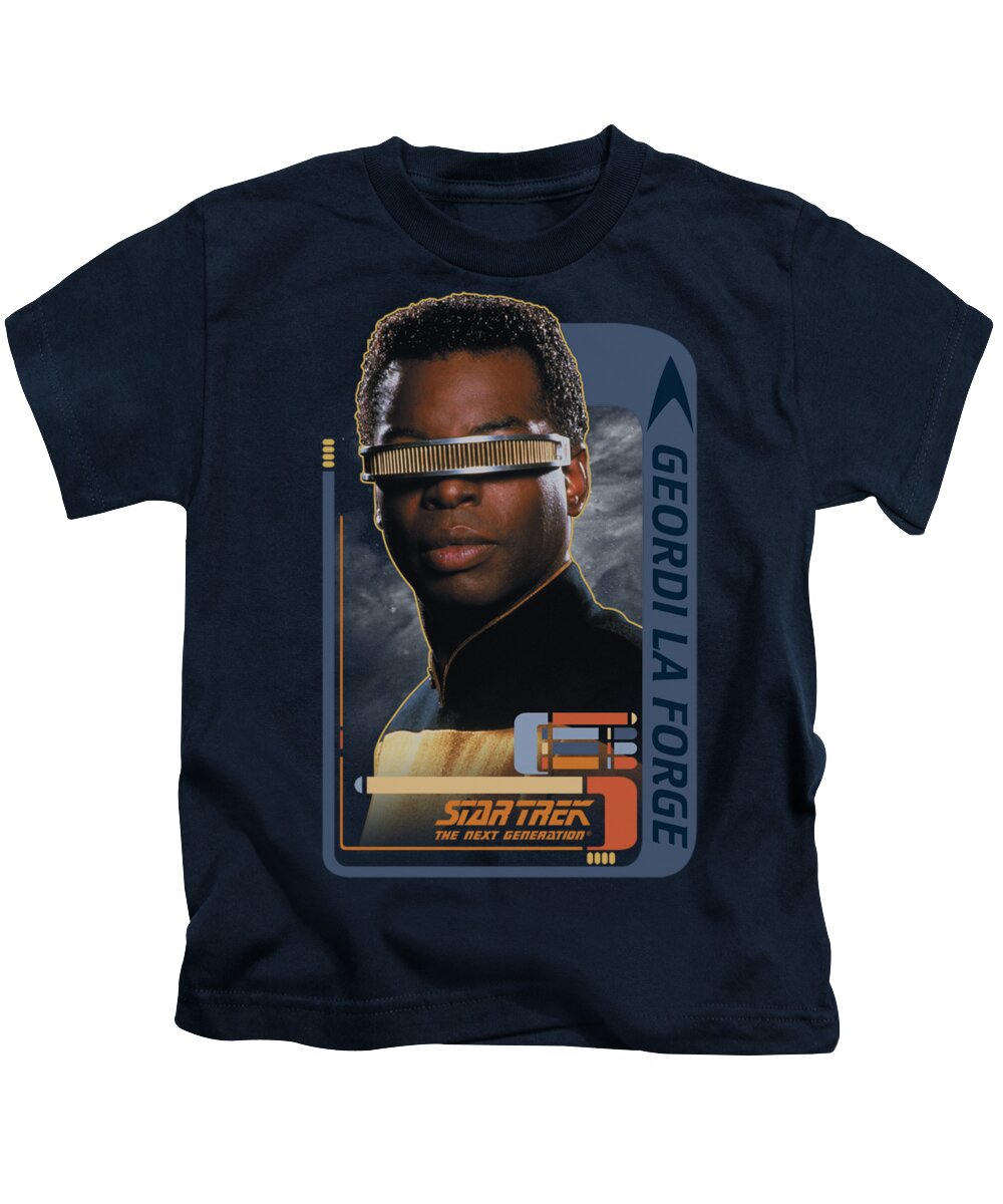 Star Trek Kids T-Shirt featuring the digital art Star Trek - Geordi Laforge by Brand A