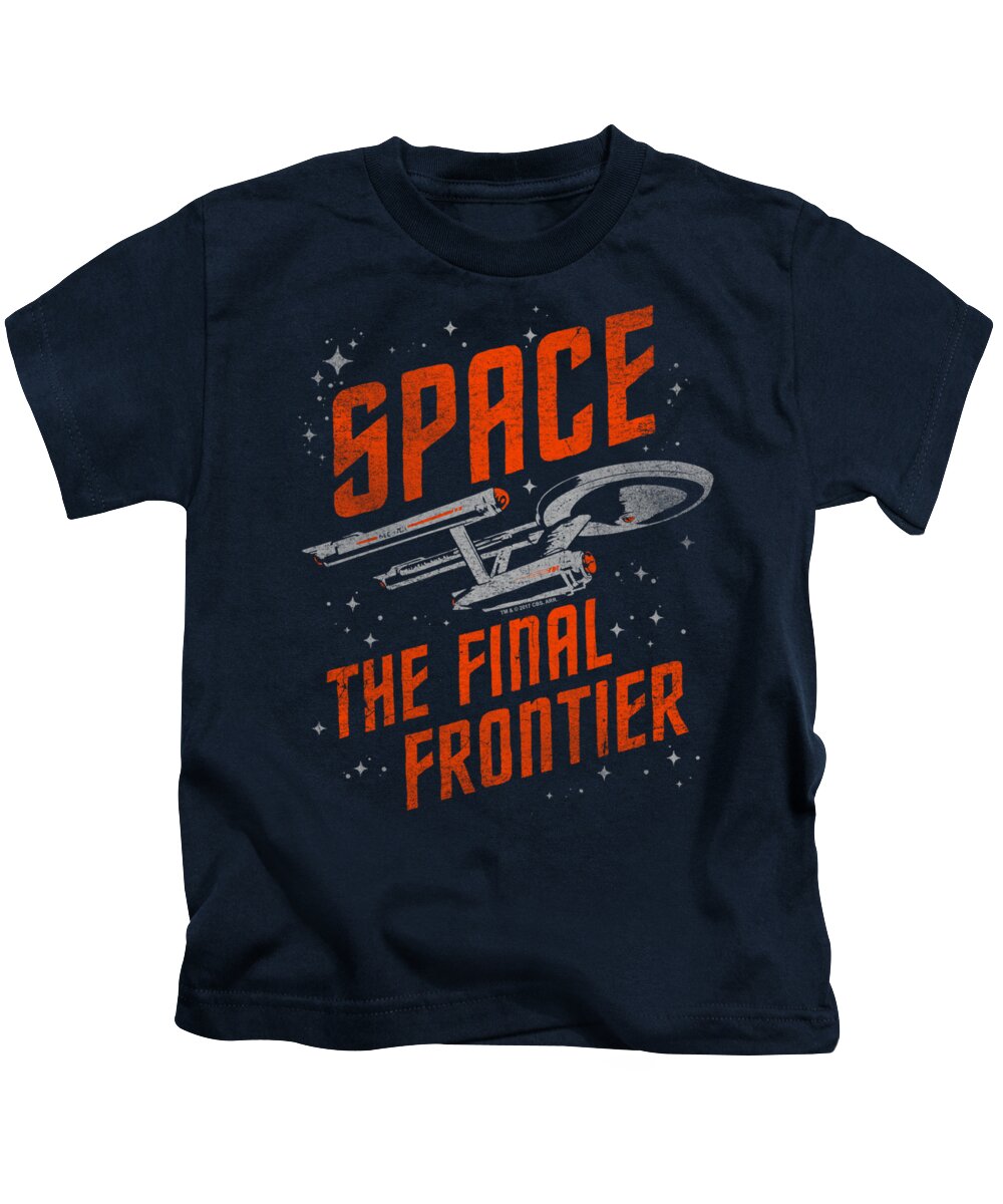  Kids T-Shirt featuring the digital art Star Trek - Space Travel by Brand A