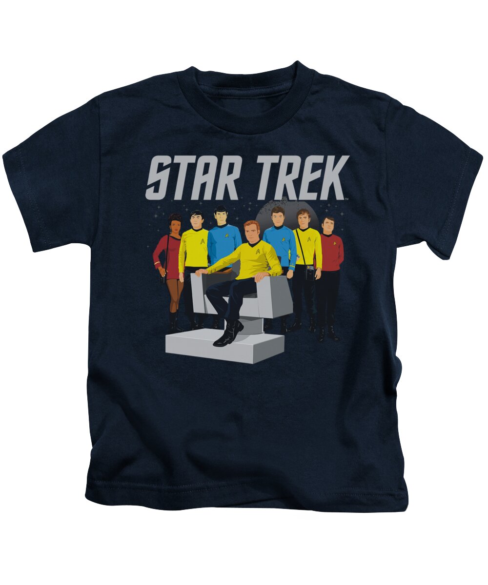 Star Trek Kids T-Shirt featuring the digital art Star Trek - Vector Crew by Brand A