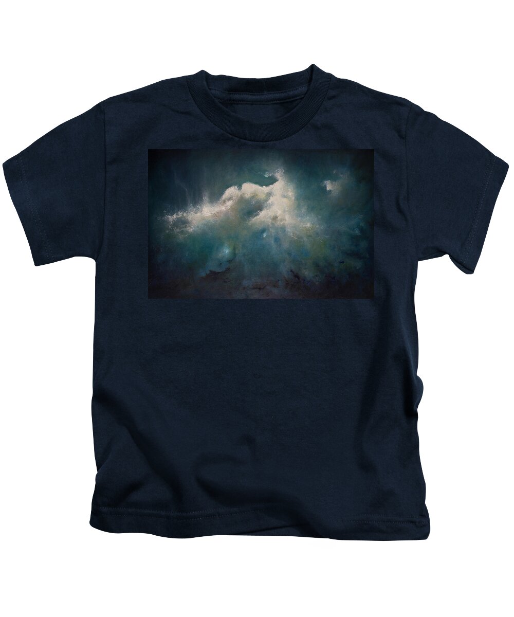 Derek Kaplan Art Kids T-Shirt featuring the painting Opt.28.14 Storm by Derek Kaplan
