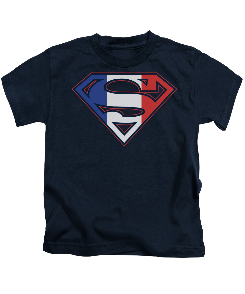 Superman Kids T-Shirt featuring the digital art Superman - French Shield by Brand A