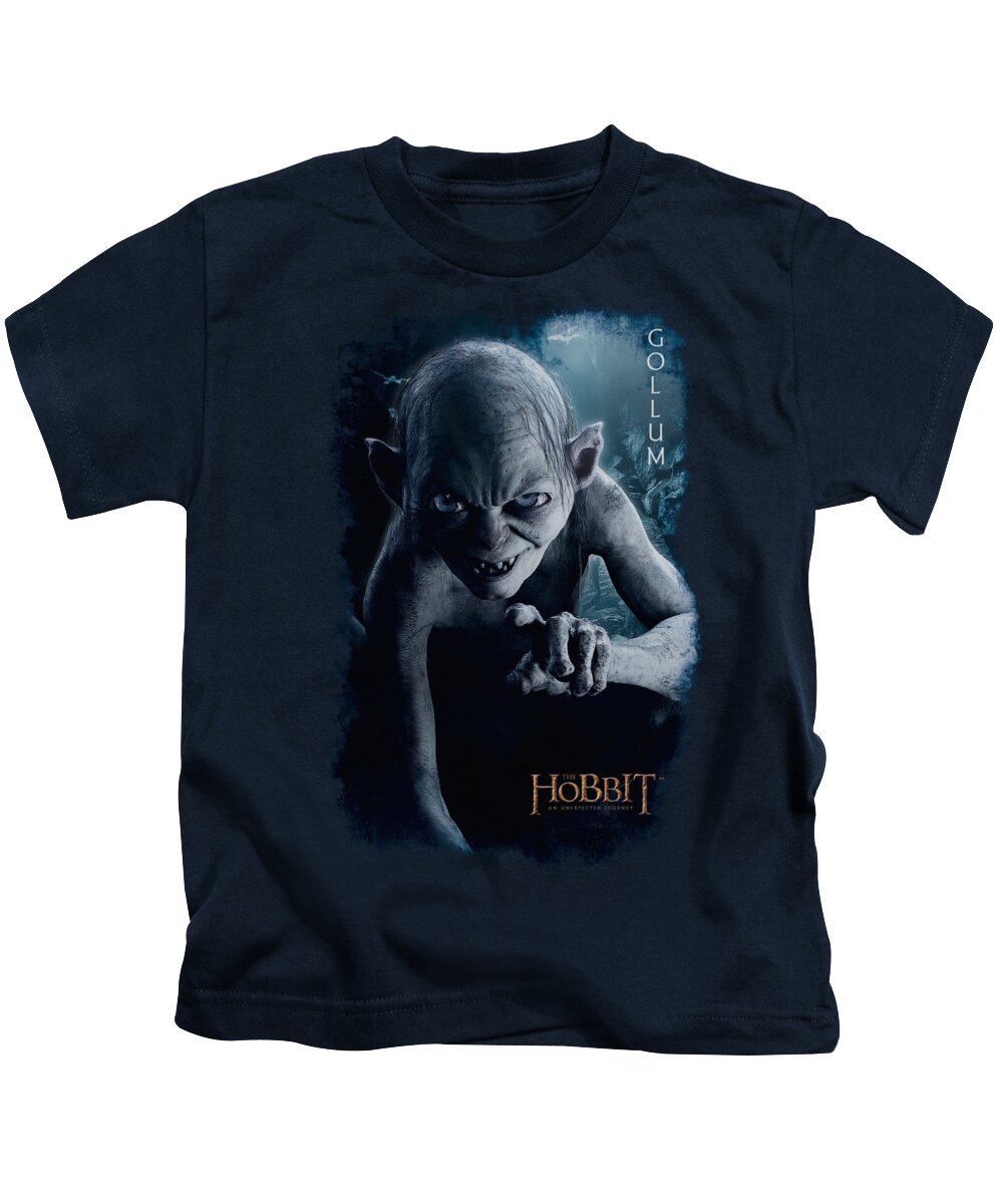 The Hobbit Kids T-Shirt featuring the digital art The Hobbit - Gollum Poster by Brand A