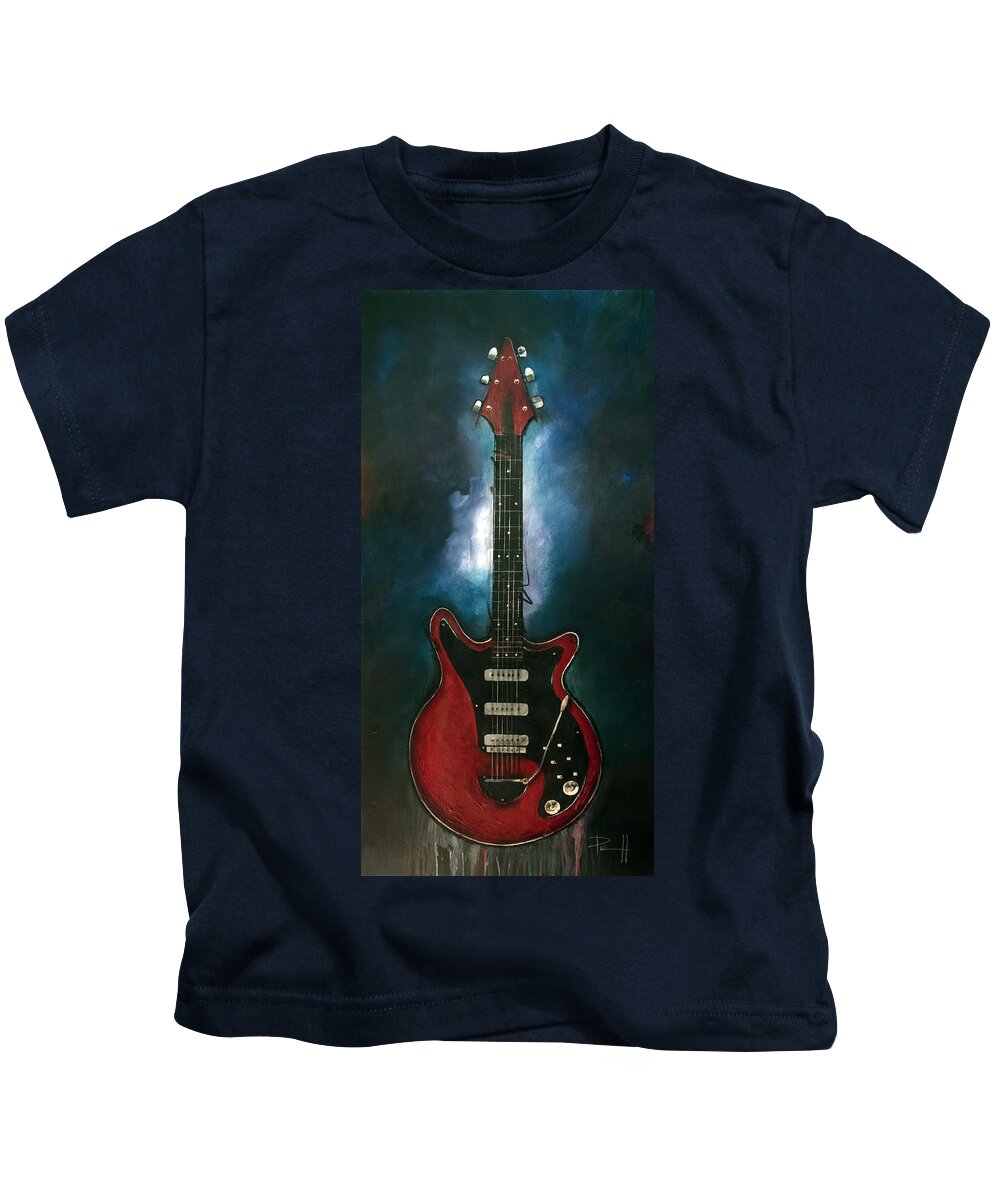 Brian May Kids T-Shirt featuring the painting The Red Special by Sean Parnell