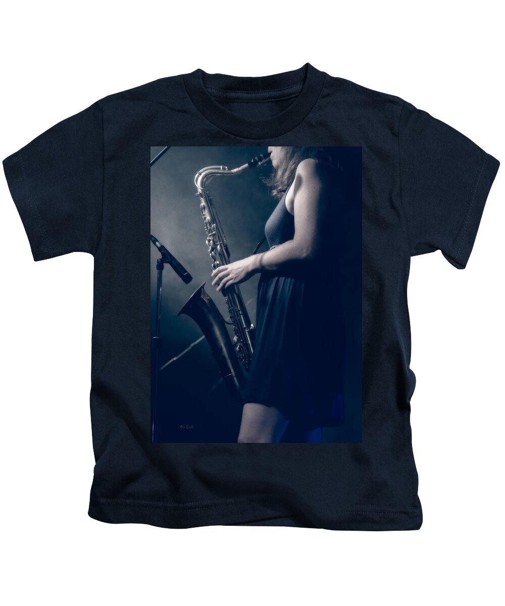 Sax Kids T-Shirt featuring the photograph The Saxophonist Sounds In The Night by Bob Orsillo