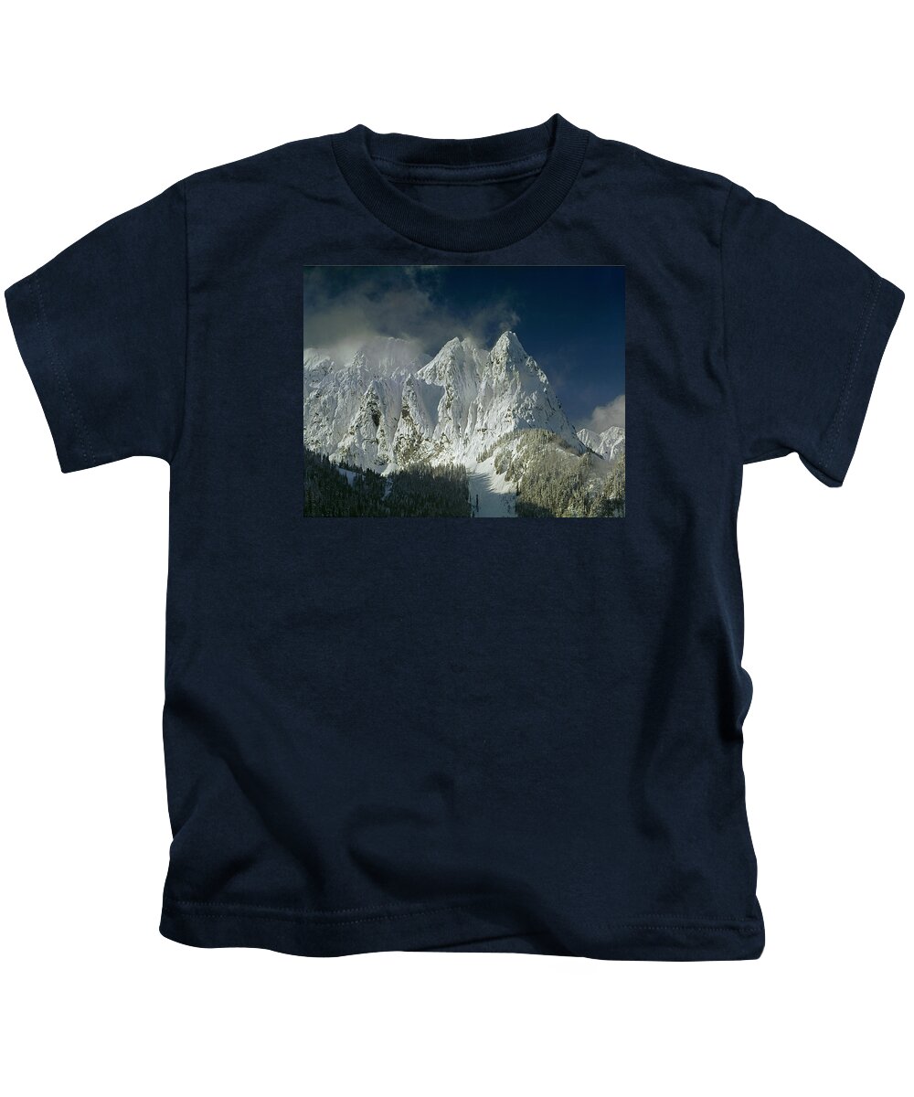 Three Peaks Kids T-Shirt featuring the photograph 1M4503-Three Peaks of Mt. Index by Ed Cooper Photography
