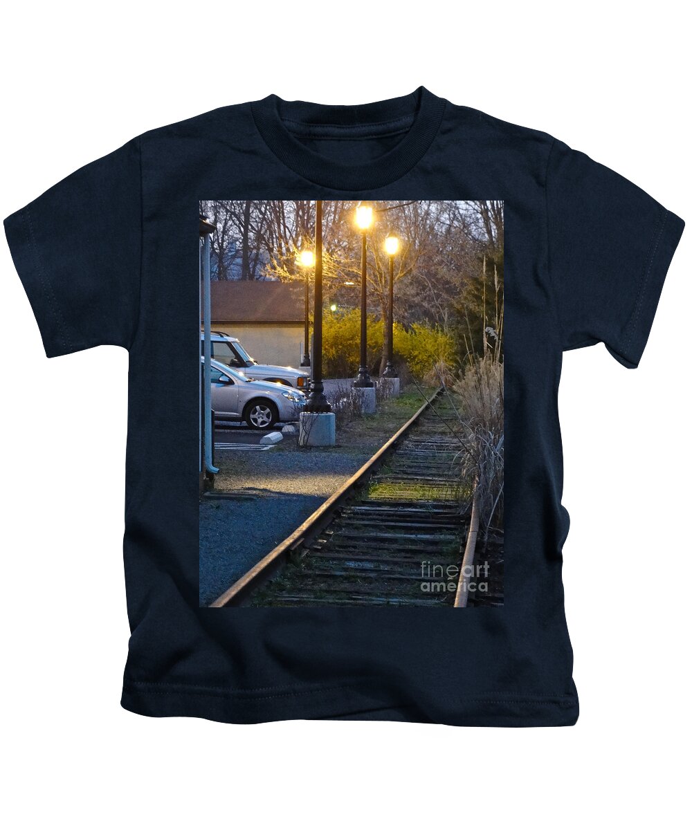 Bridge Street Kids T-Shirt featuring the photograph Tracks at Dusk by Christopher Plummer